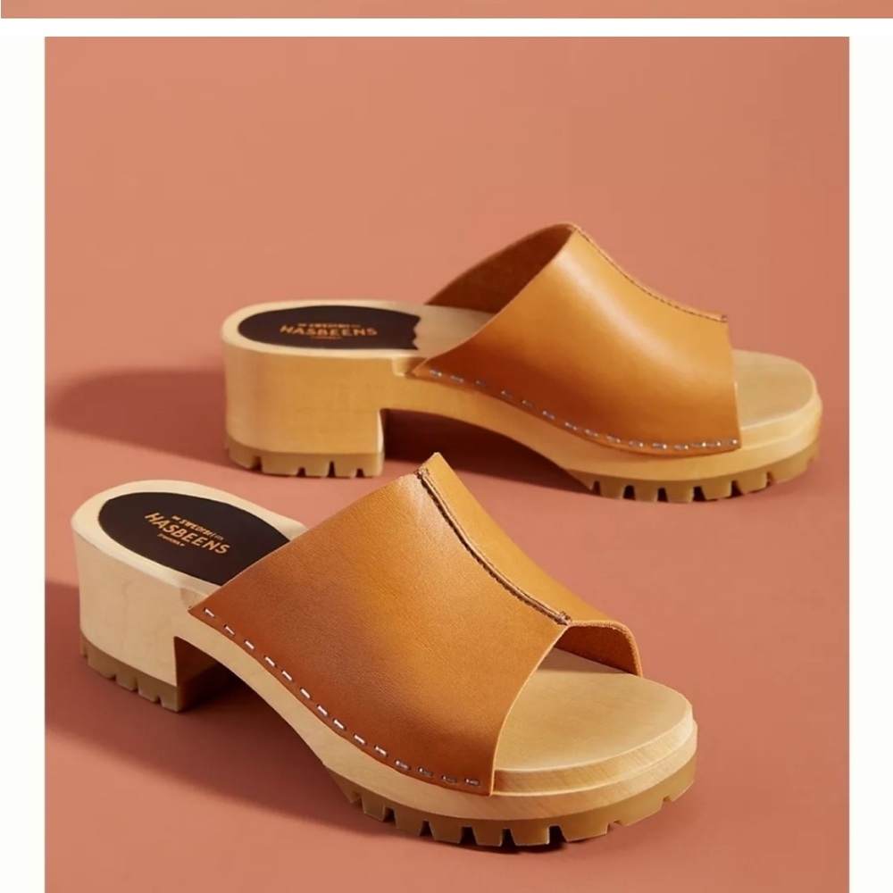 Swedish Hasbeens clog sandal 39 tan nature Ann Low style New in Box NIB